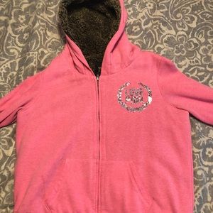 Heavy, furry inside, PINK hoodie size LG